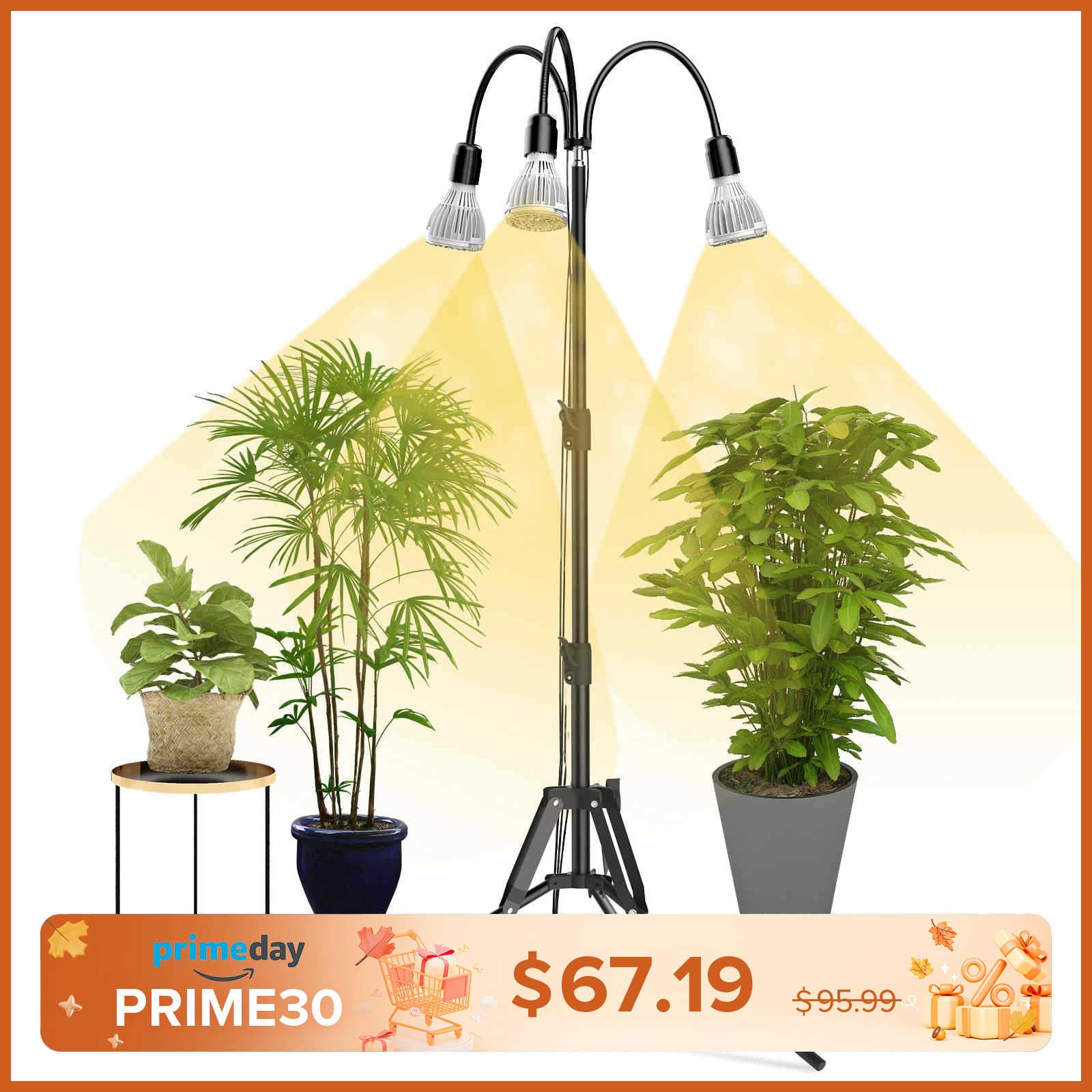 SANSI Upgraded 96W Multi-head Grow Light with Adjustable Tripod Stand (US/CA ONLY)