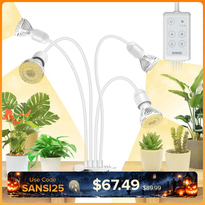 30 W verstellbare 3-Kopf-Clip-on-LED-Wachstumslampe mit Timer/ohne Timer