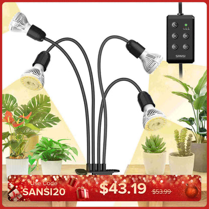 40 W verstellbare 4-Kopf-Clip-on-LED-Wachstumslampe mit Timer/ohne Timer