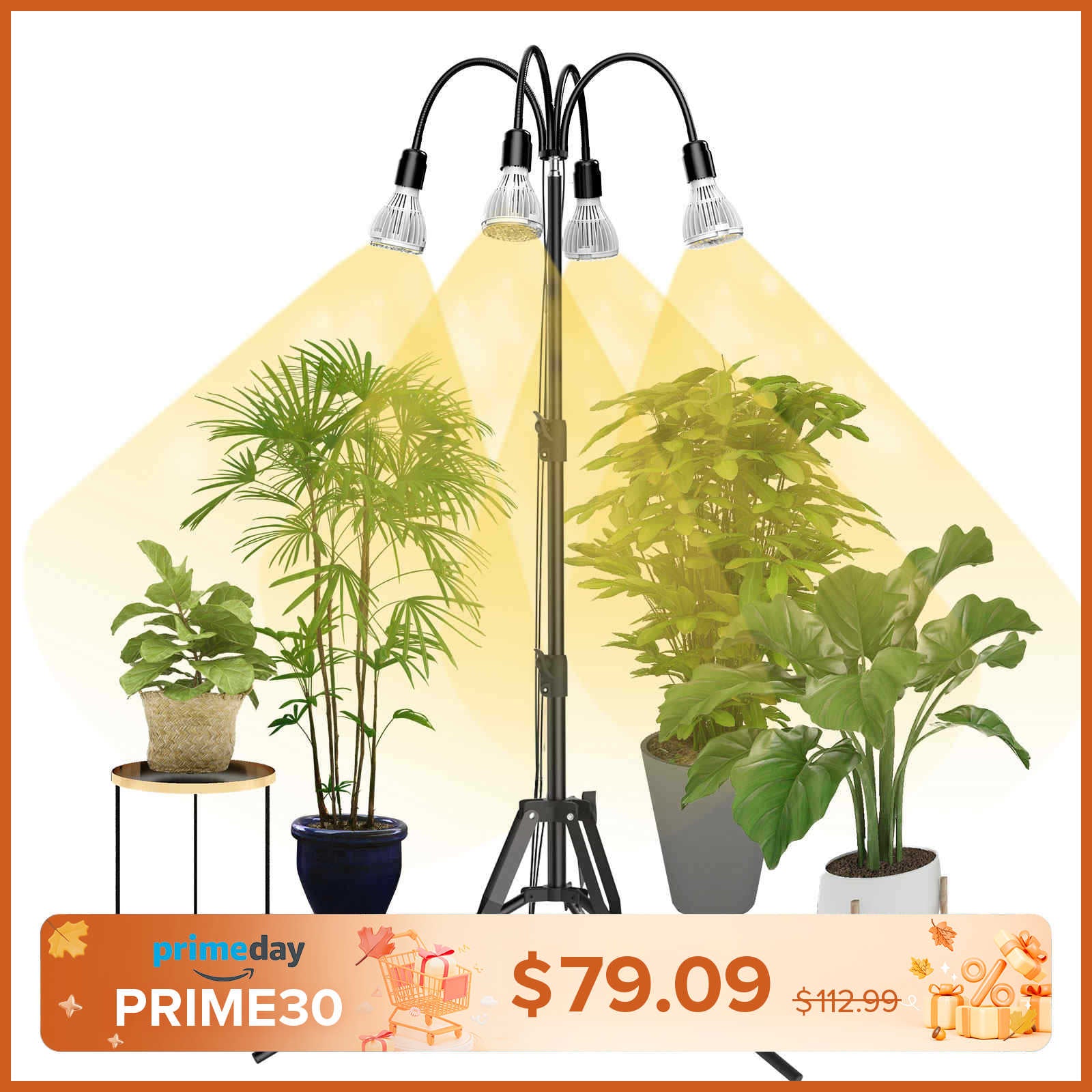 SANSI Upgraded 128W Multi-head Grow Light with Adjustable Tripod Stand (US/CA ONLY)
