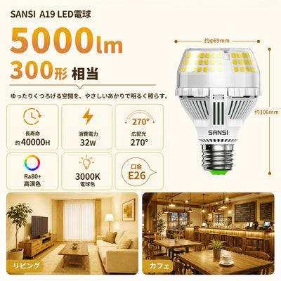 SANSI A19 32W 3000K/5000K LED Light Bulb (JP ONLY)