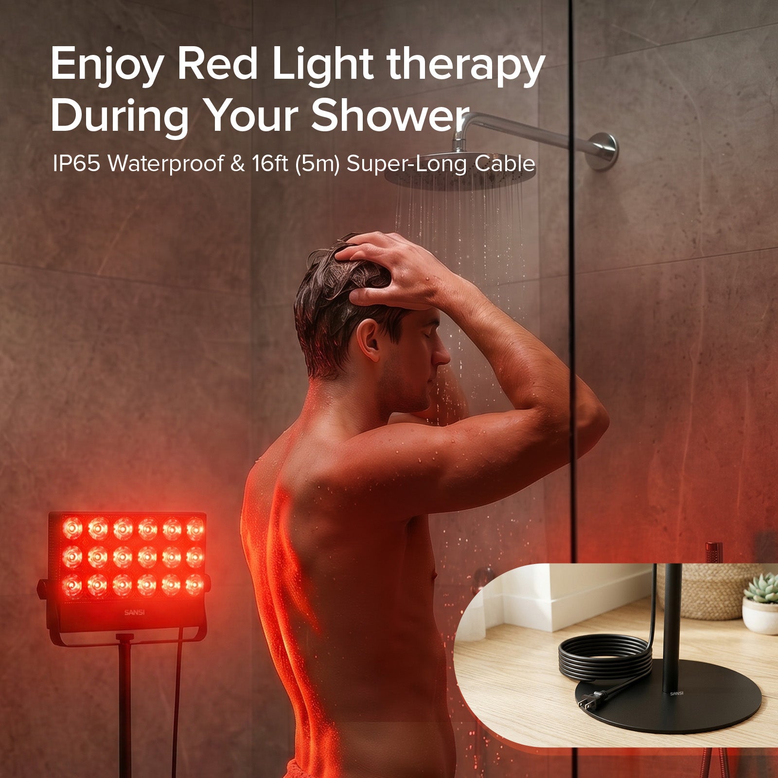 SANSI 80W Dual-Wavelength Red Light Therapy Panel with Adjustable Stand (US ONLY)