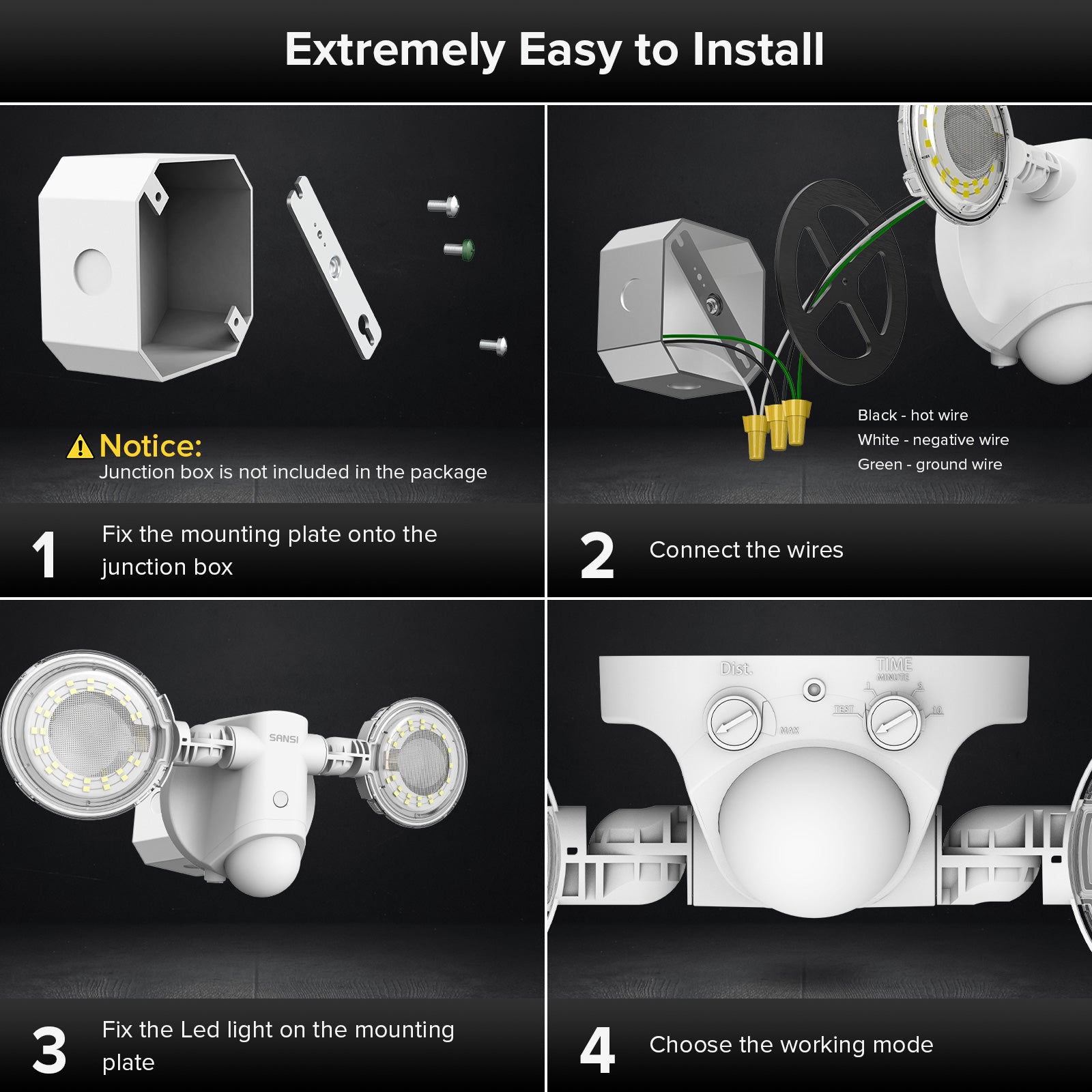 Upgraded 30W LED Security Light (Motion Sensor) is extremely easy to install