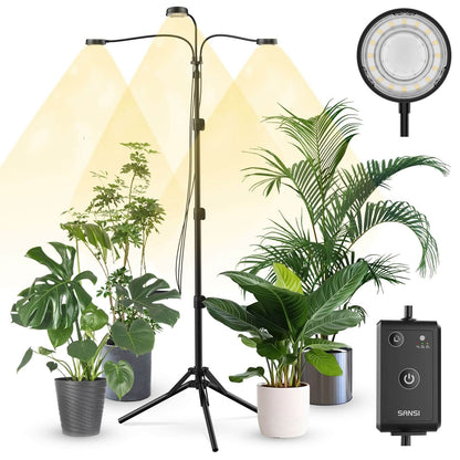 30W 3-Head Adjustable Tripod Stand Grow Light with Remote Control (US ONLY)