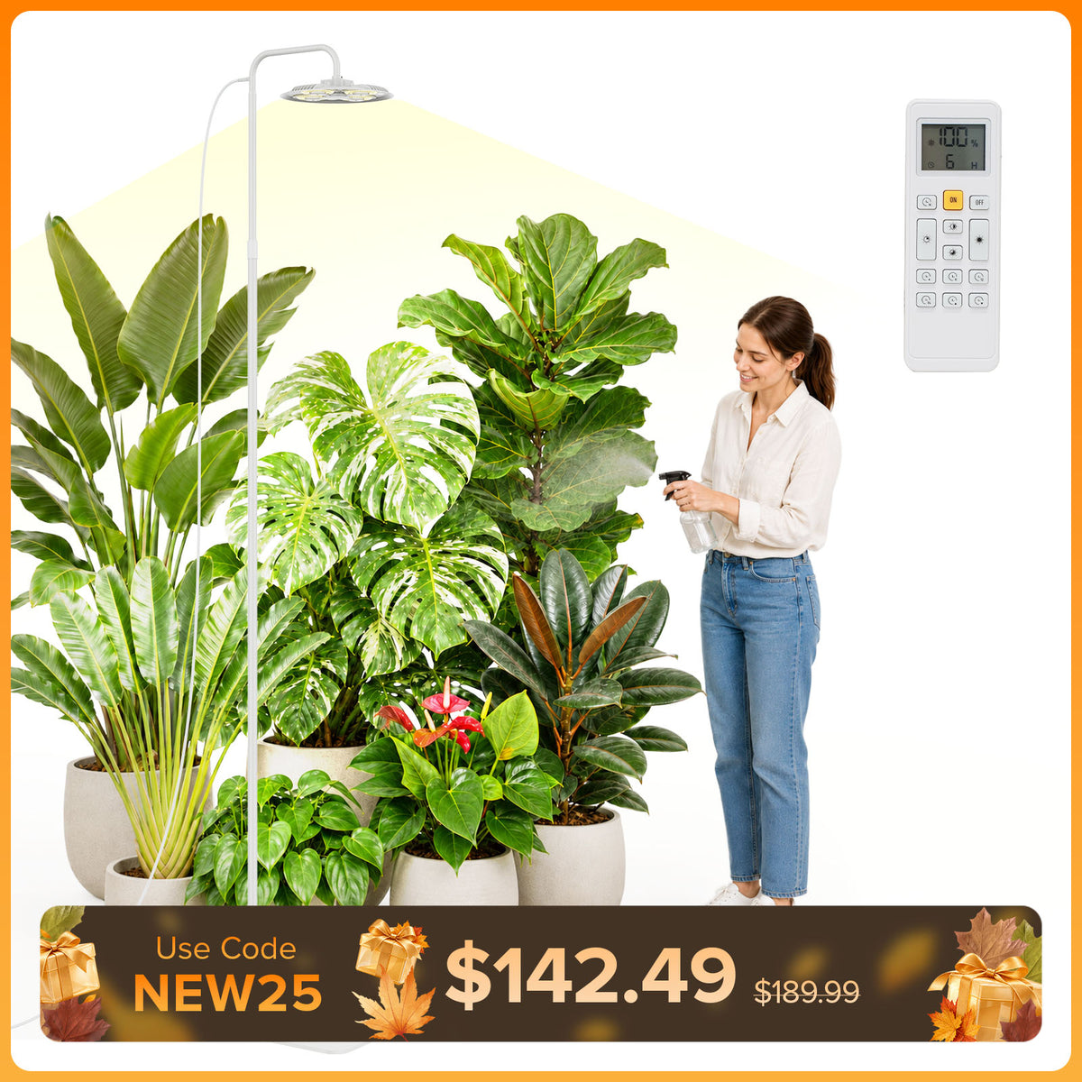 SANSI 125W Tall Standing Grow Light With Remote Control (US/CA ONLY)