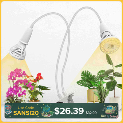 20W Adjustable 2-Head Clip-on LED Grow Light