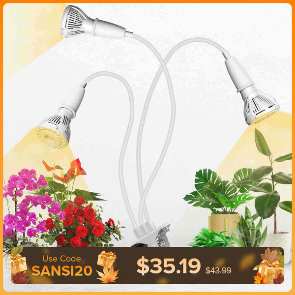 Adjustable Clip-on LED Grow Light | SANSI 30W 3-Head Design