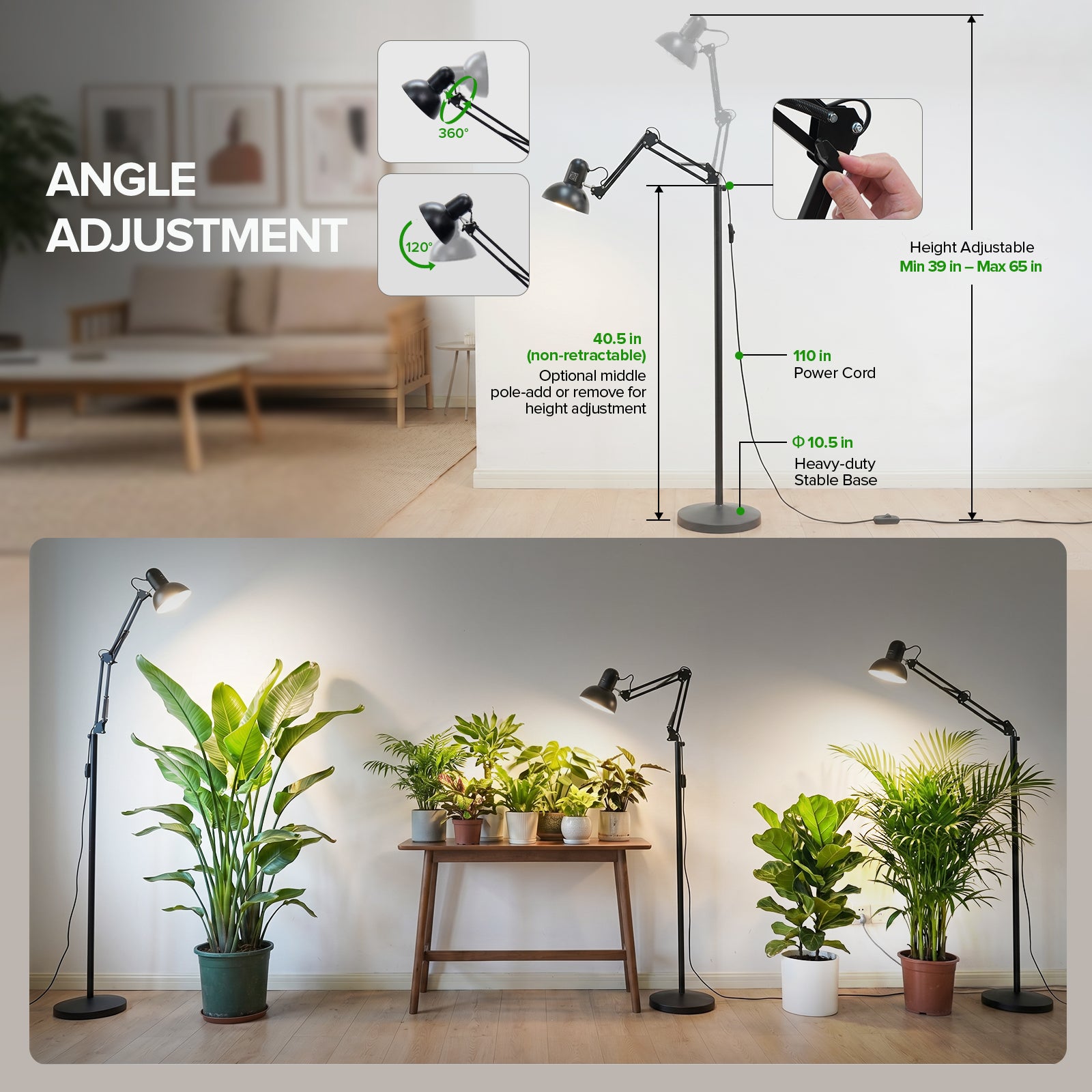 SANSI 32W Floor Standing LED Grow Light with Remote Control(US ONLY)