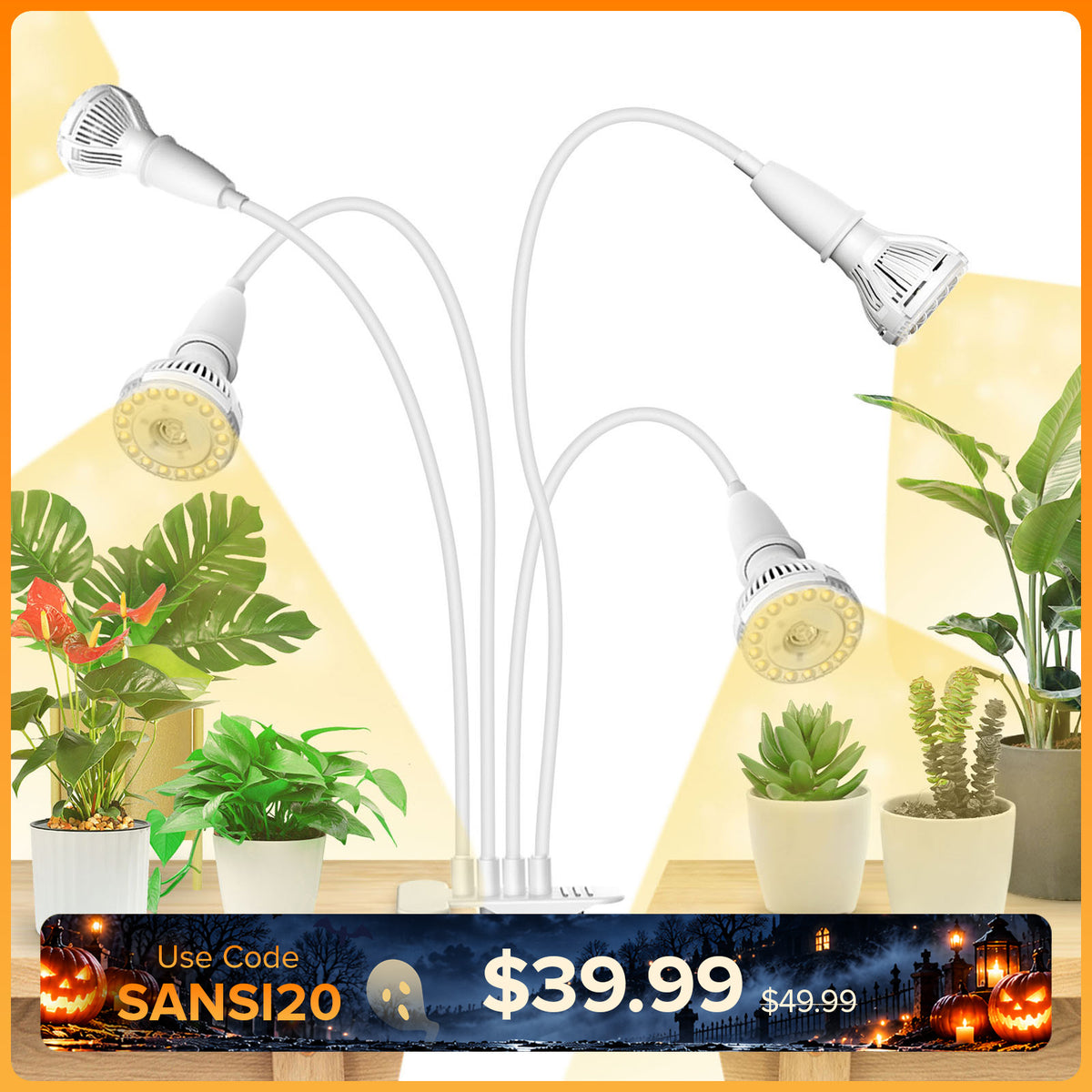 SANSI 40W Adjustable 4-Head Clip-on LED Grow Light (US/CA ONLY)