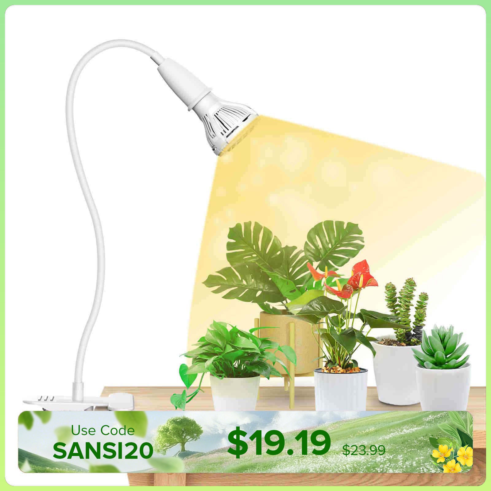 10W Adjustable 1-Head Clip-on LED Grow Light (US/CA ONLY)