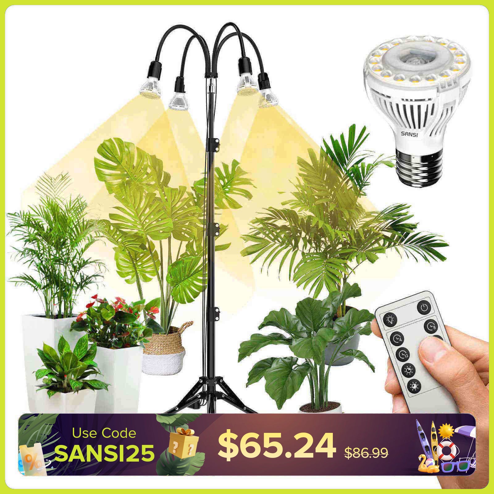 Upgraded 40W Adjustable Tripod Stand Grow Light with Remote Control (US/CA ONLY)