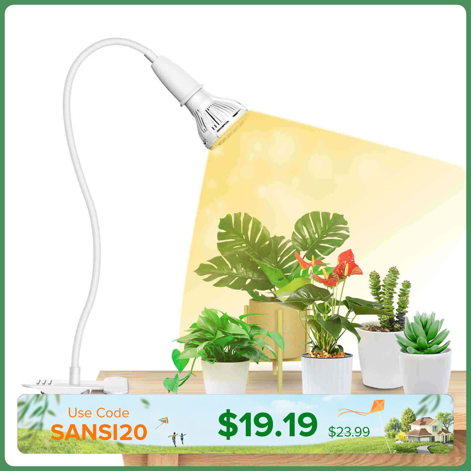 10W Adjustable 1-Head Clip-on LED Grow Light (US/CA ONLY)