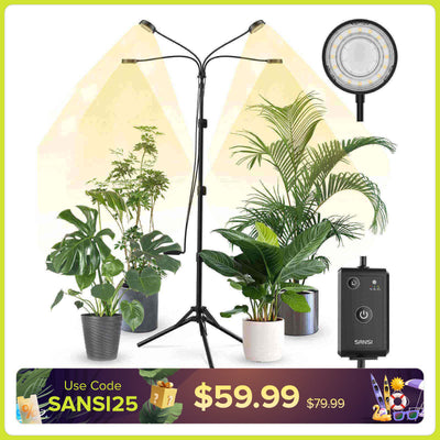 SANSI 40W 4-Head Adjustable Tripod Stand Grow Light with Remote Control