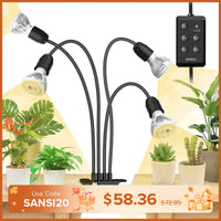 40W Adjustable 4-Head Clip-on LED Grow Light with Timer/No Timer