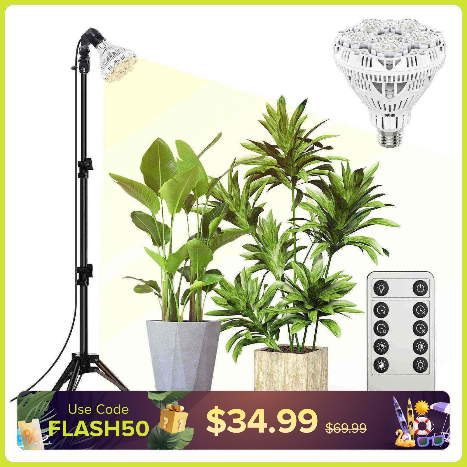 BR30 30W Verstellbare Stativ-Pflanzenlampe mit Fernbedienung (NUR USA/Kanada)