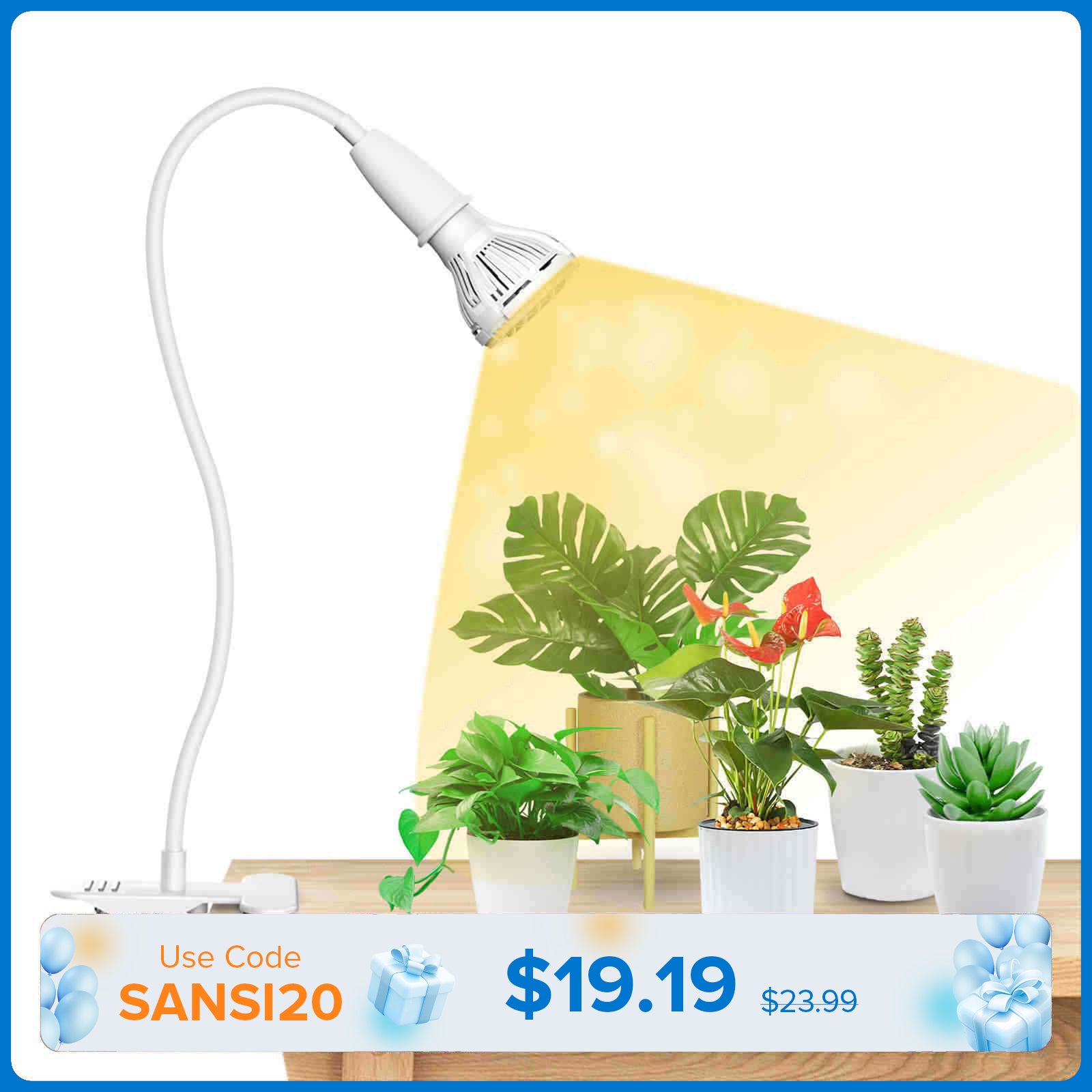 10W Adjustable 1-Head Clip-on LED Grow Light (US/CA ONLY)