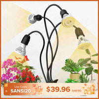 40W Adjustable 4-Head Clip-on LED Grow Light with Timer/No Timer