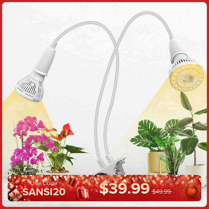 20 W verstellbares 2-Kopf-Clip-on-LED-Wachstumslicht 