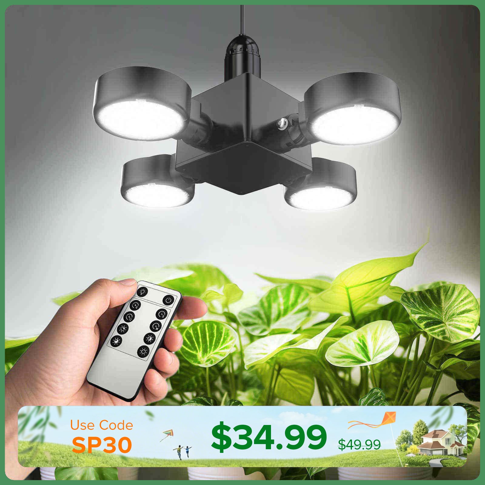 SANSI 40W Folding Wings LED Grow Light with Remote Control
