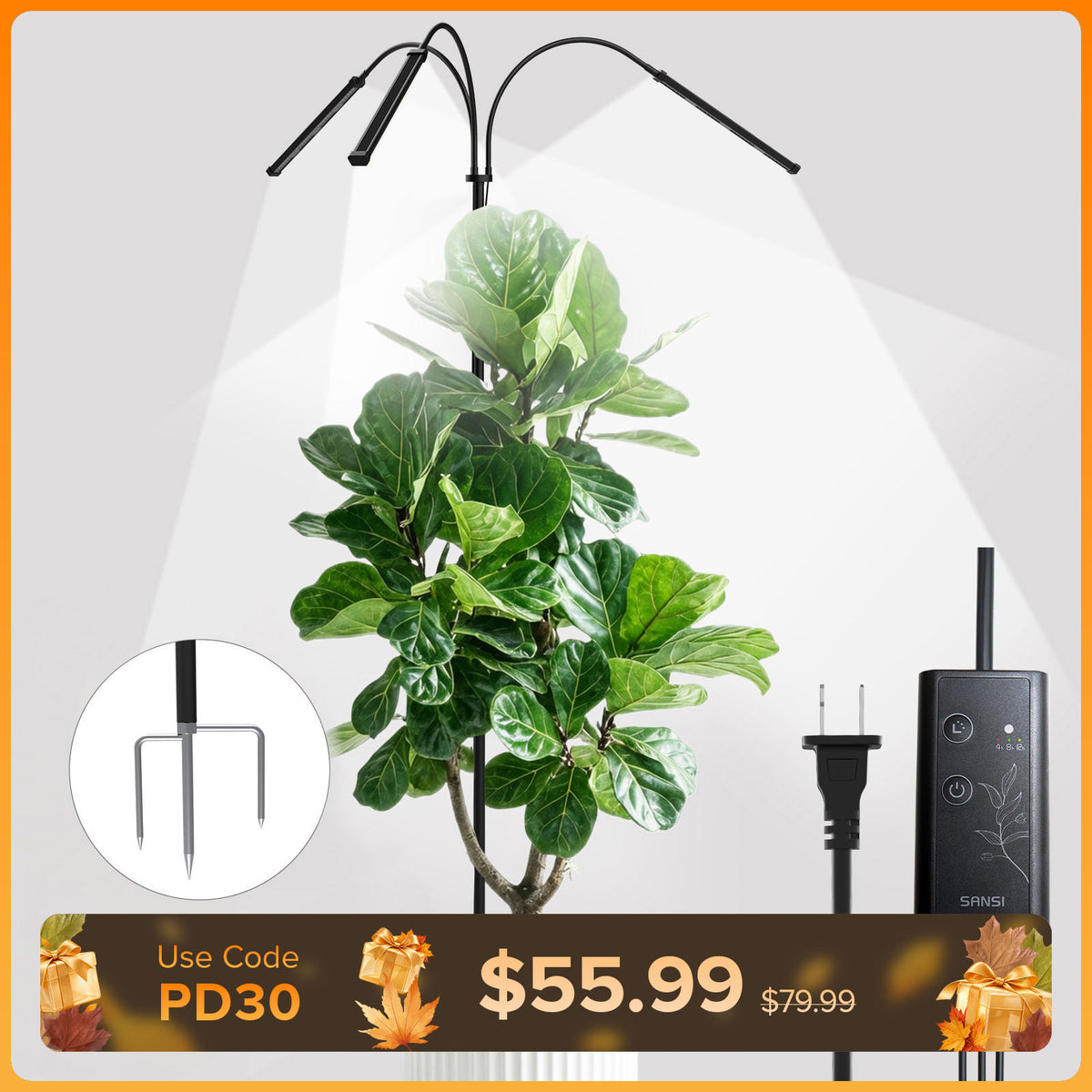 SANSI 45W Standing LED Grow Light with Ground Stake (US/CA ONLY)