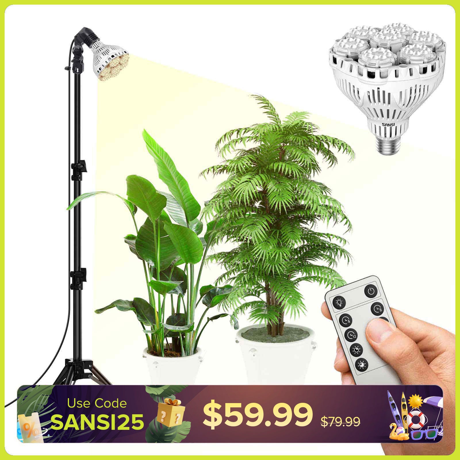 BR30 40W Adjustable Tripod Stand Grow Light with Remote Control