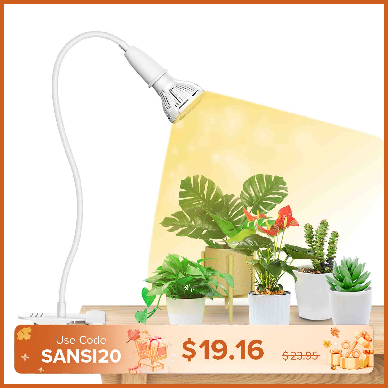 10W Adjustable 1-Head Clip-on LED Grow Light (US/CA ONLY)