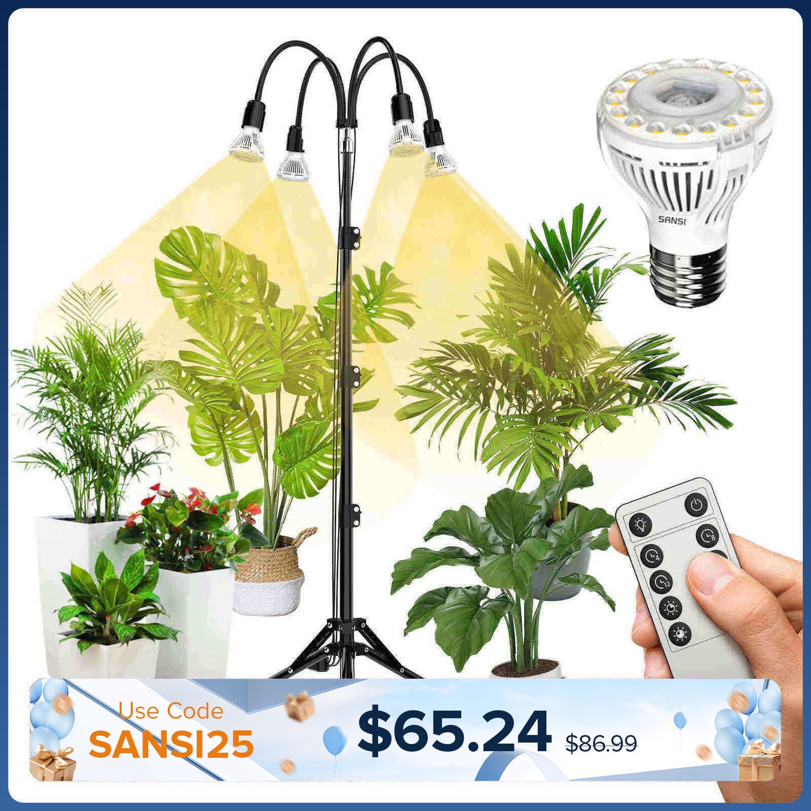 Lampe de culture trépied ajustable 40W améliorée avec télécommande (US/CA UNIQUEMENT)
