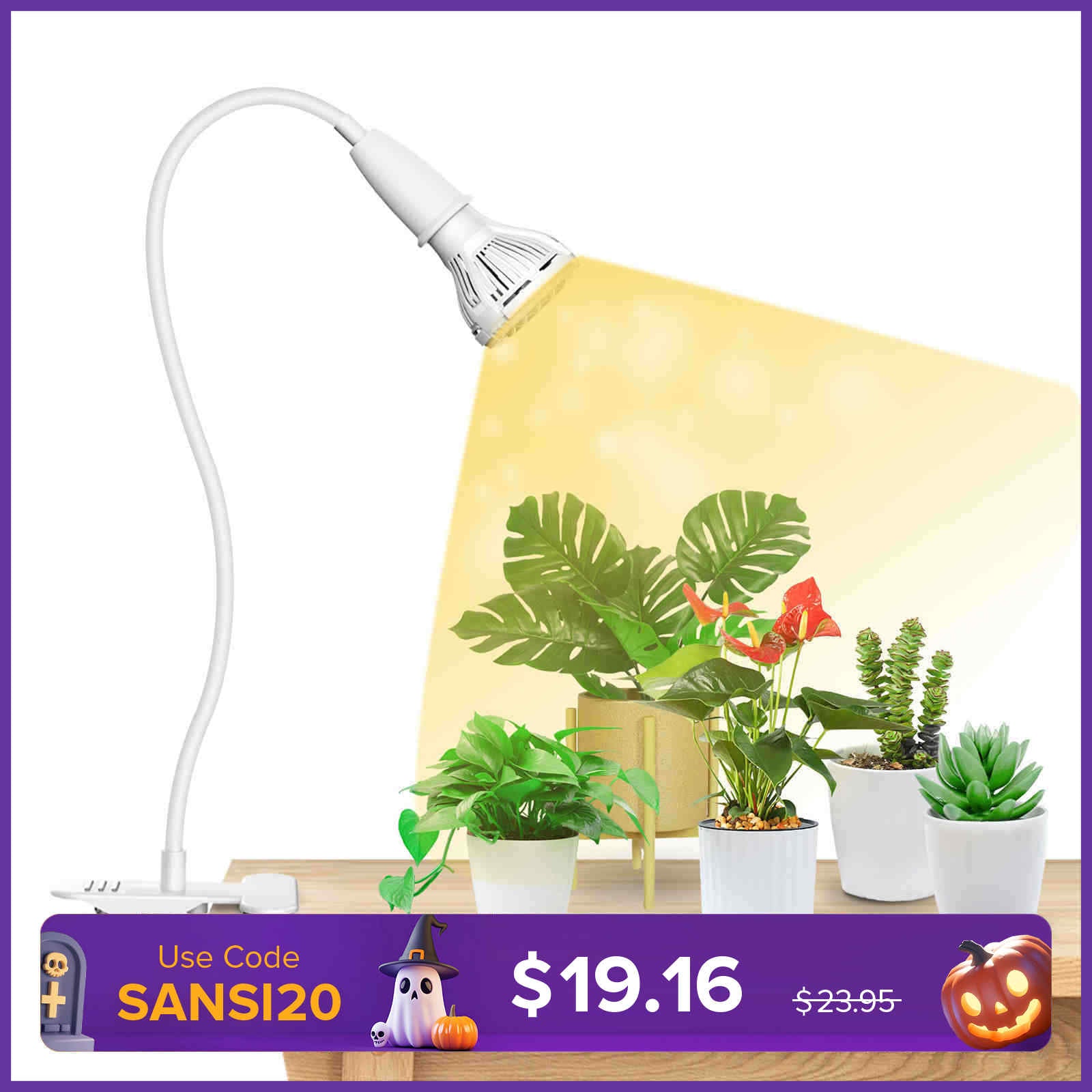 10 W verstellbares 1-Kopf-LED-Pflanzenlicht zum Anklemmen (NUR USA/Kanada) 