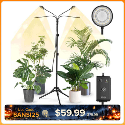 SANSI 40W 4-Head Adjustable Tripod Stand Grow Light with Remote Control