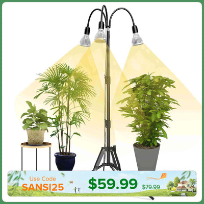 SANSI Upgraded 90W Multi-head Grow Light with Adjustable Tripod Stand