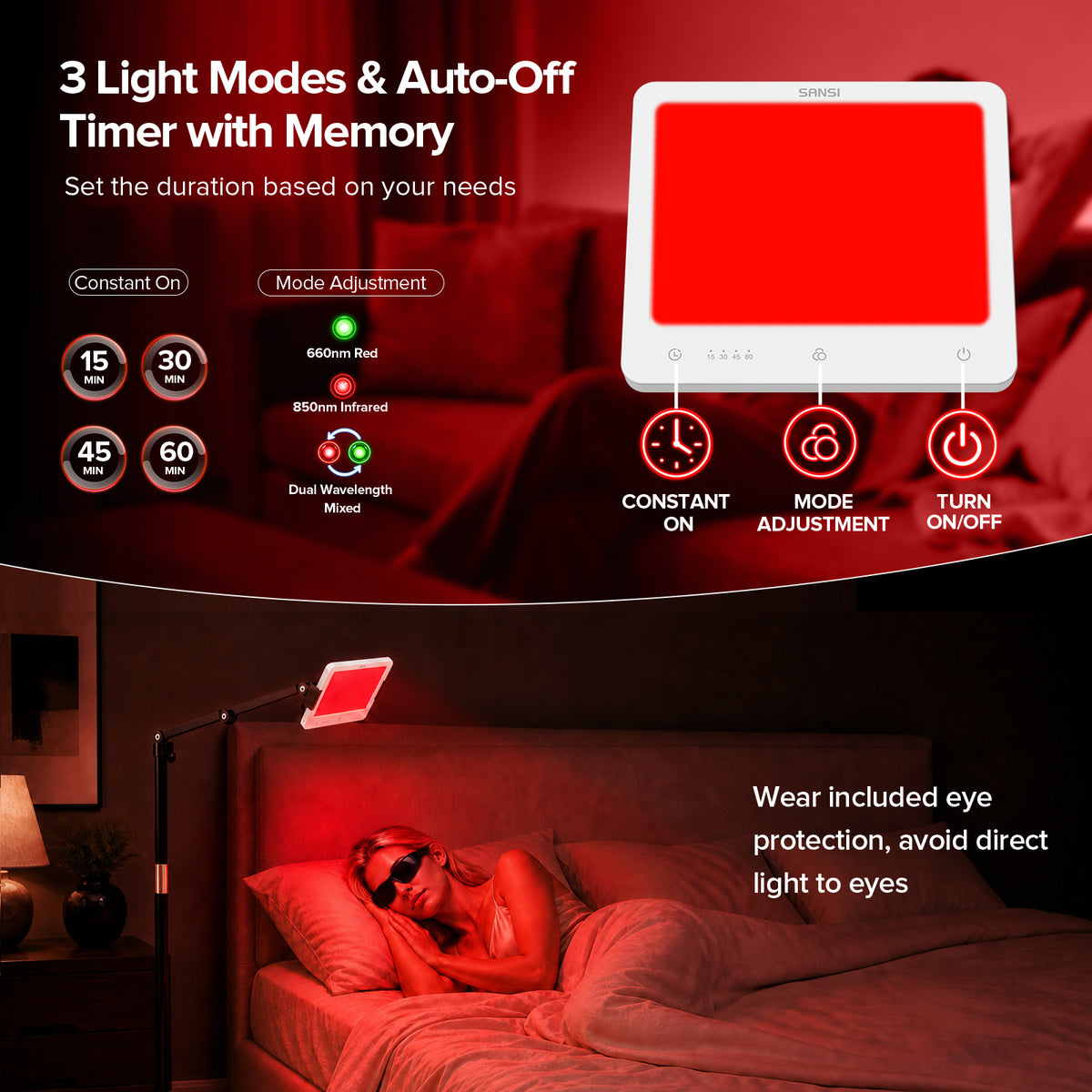 SANSI 35W Red Light Therapy Panel for Body Face with Adjustable Stand (US ONLY)