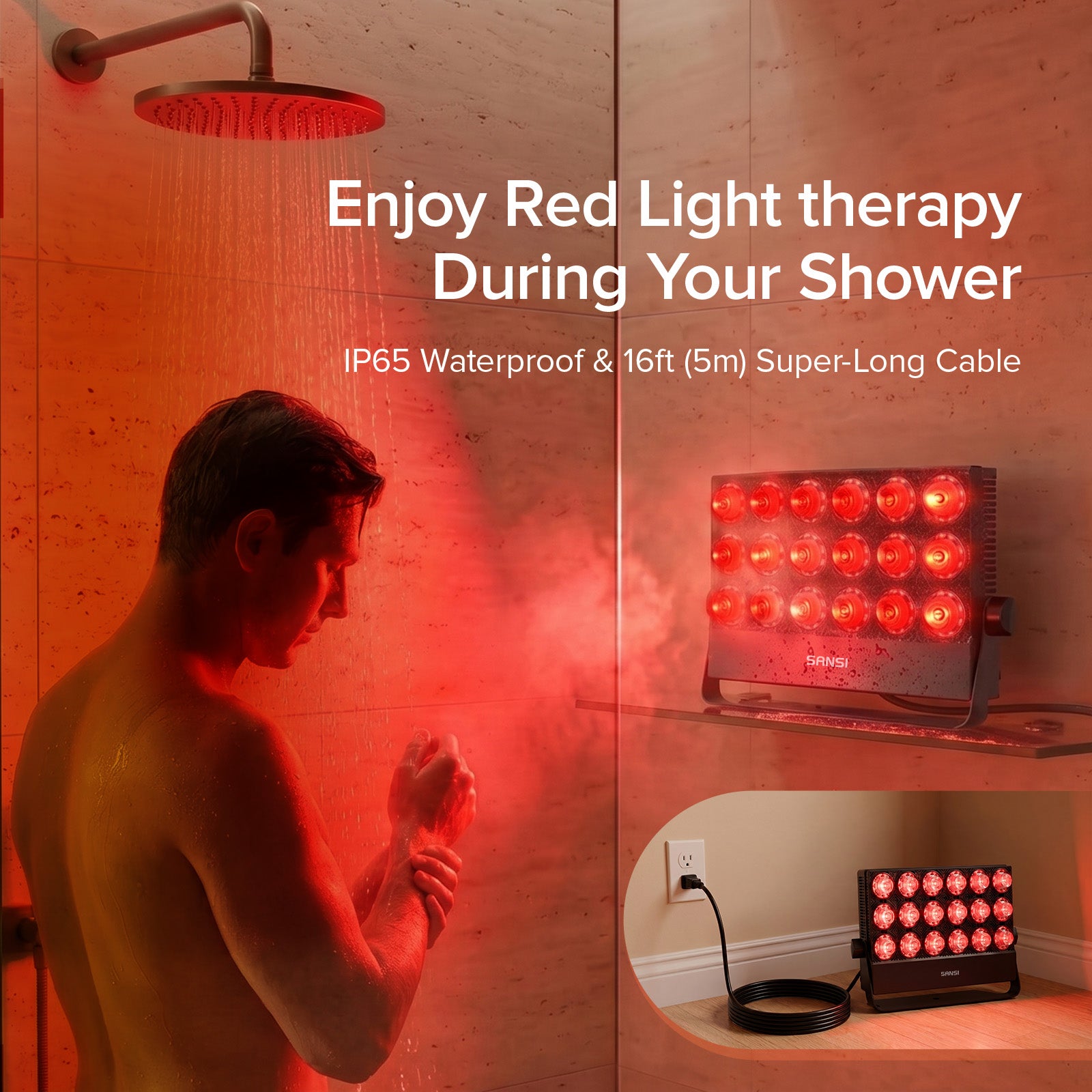 Red Light Therapy Panel - SANSI 80W Dual-Wavelength Treatment