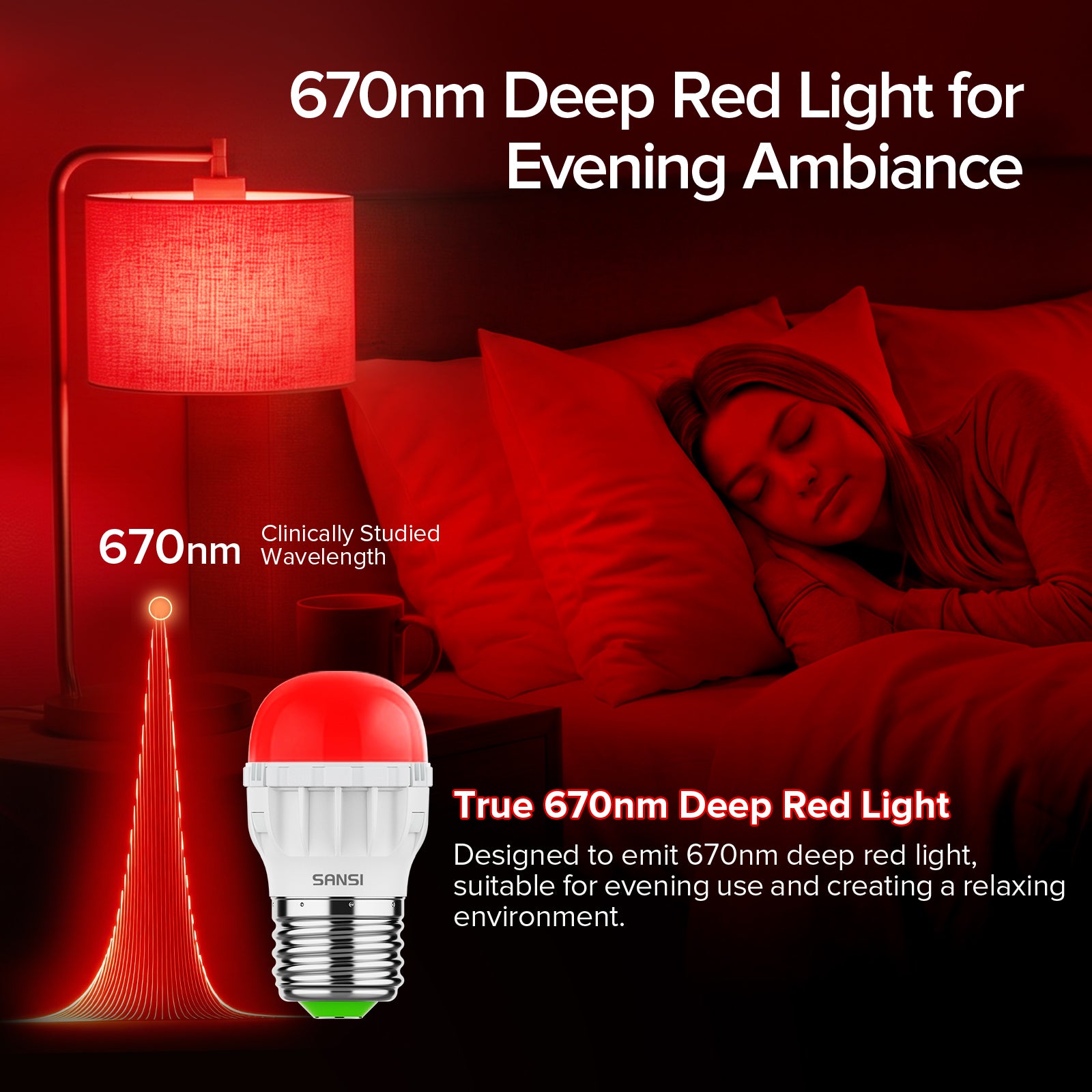 SANSI A11 5W 670nm Red Light Bulb for Sleep Therapy