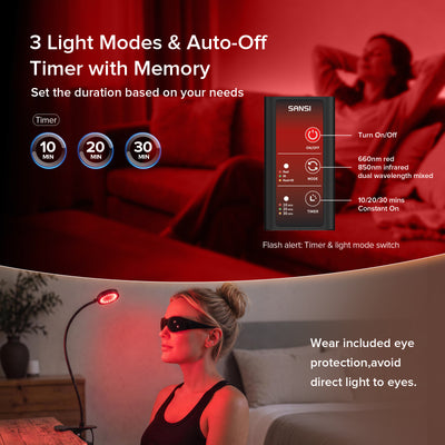 SANSI 12W Adjustable 1-Head Clip-on Red Therapy Light for Body Face (US ONLY)