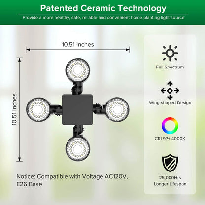 SANSI 40W Folding Wings LED Grow Light with Remote Control