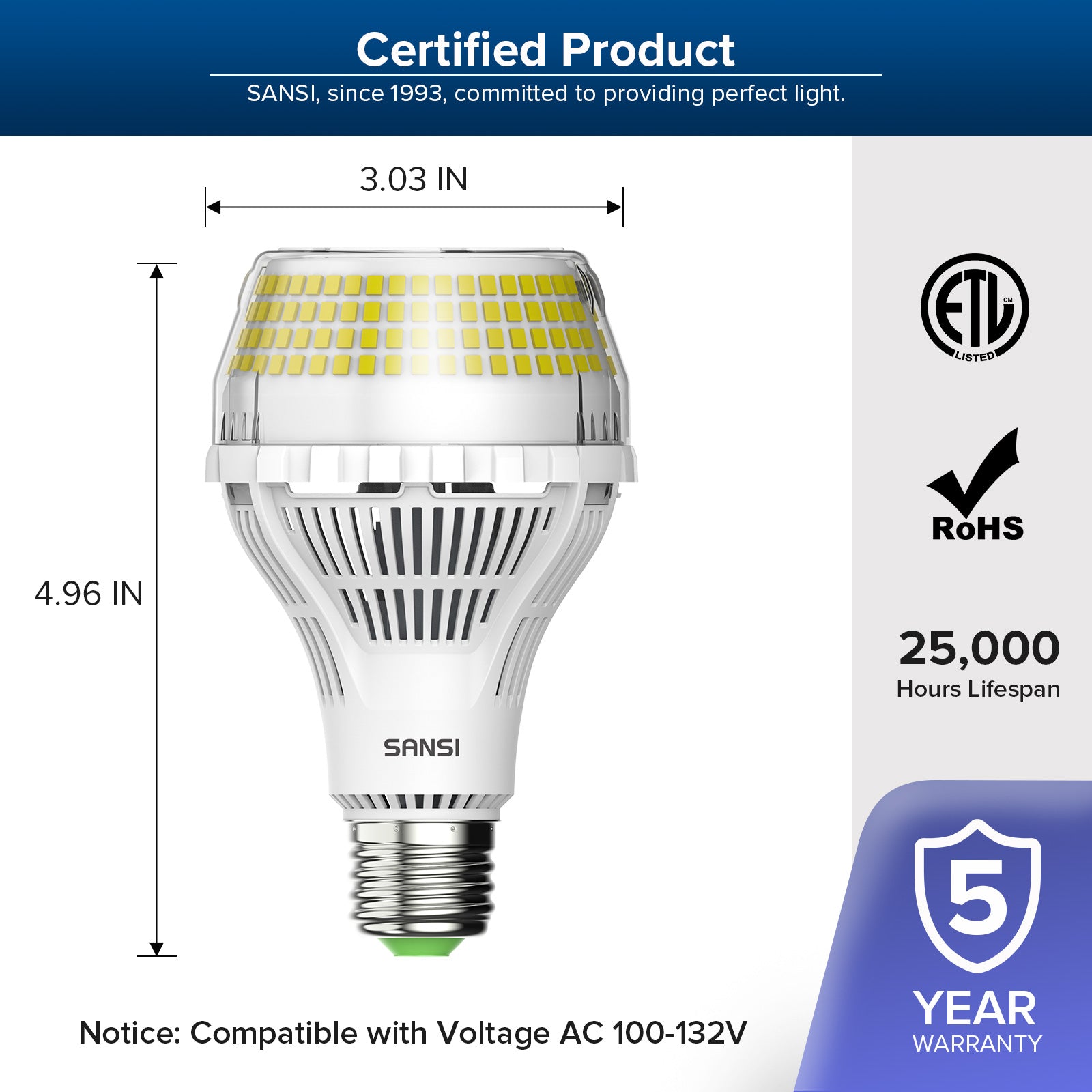 A21 40W LED 5000K Light Bulb (US ONLY)