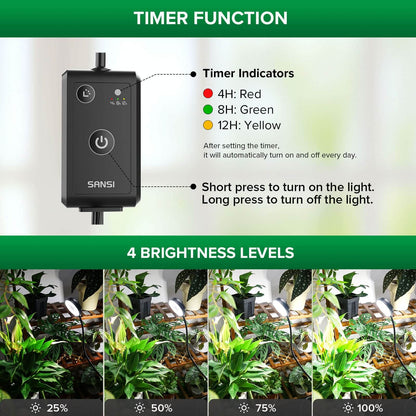 40W 4-Head Adjustable Tripod Stand Grow Light with Remote Control, timer function 4/8/12H,After setting the timer,it will automatically tumn on and off every day.