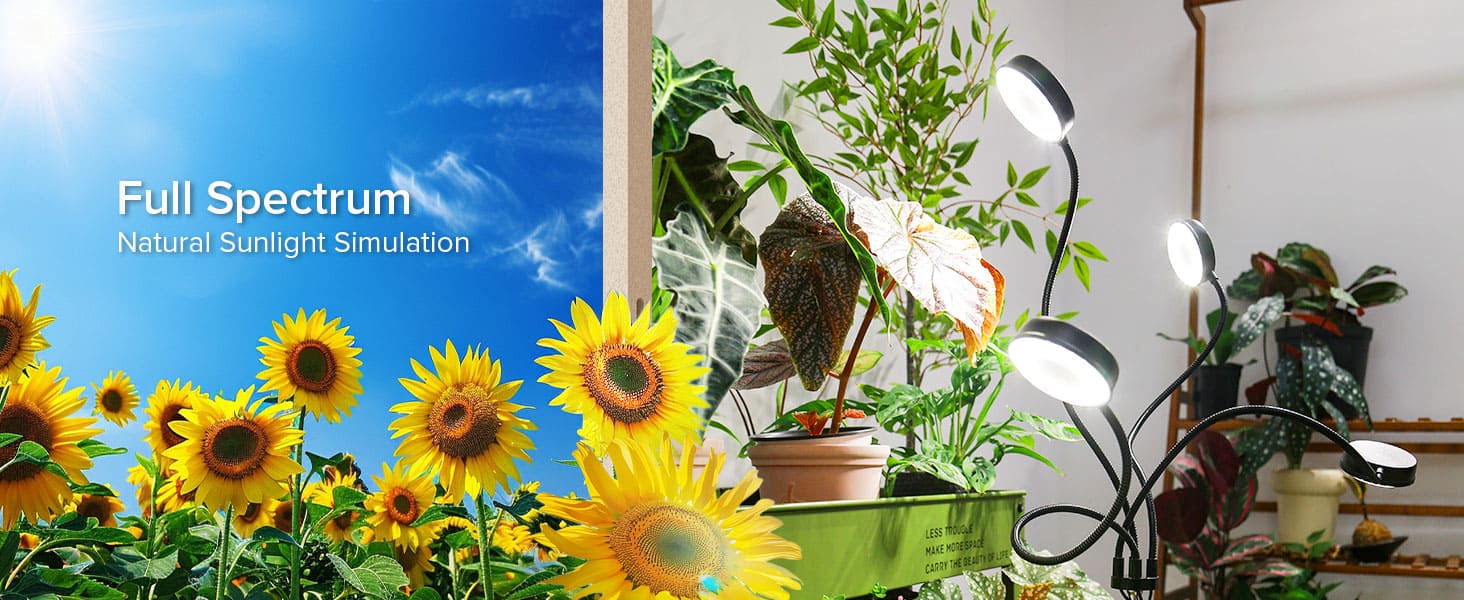 40W 4-Head Adjustable Tripod Stand Grow Light with Remote Control，full spectrum, natural sunlight simulation.