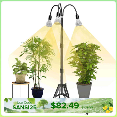 SANSI Upgraded 90W Multi-head Grow Light with Adjustable Tripod Stand