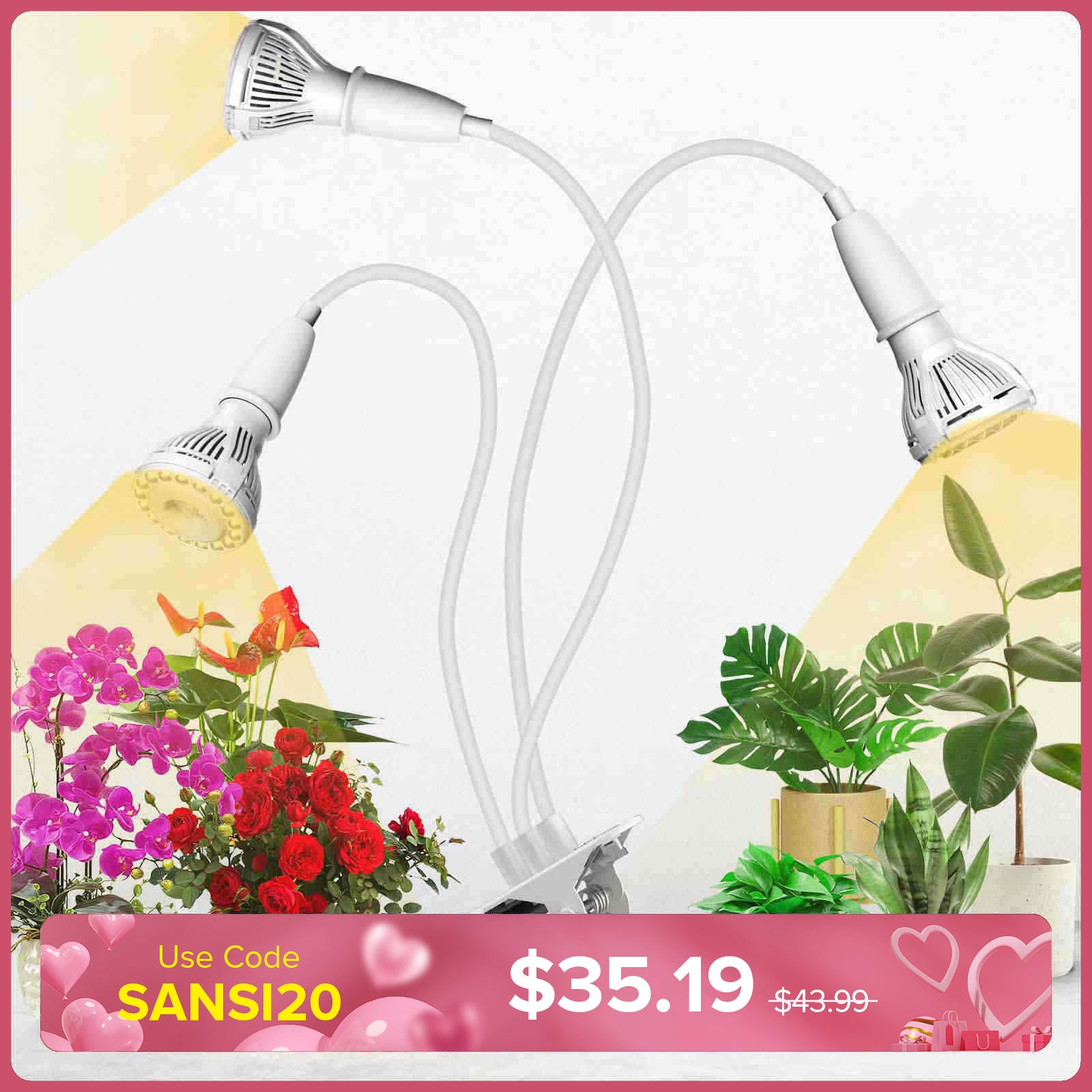 30W Adjustable 3-Head Clip-on LED Grow Light (US/CA ONLY)