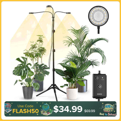 SANSI 30W 3-Head Adjustable Tripod Stand Grow Light with Remote Control