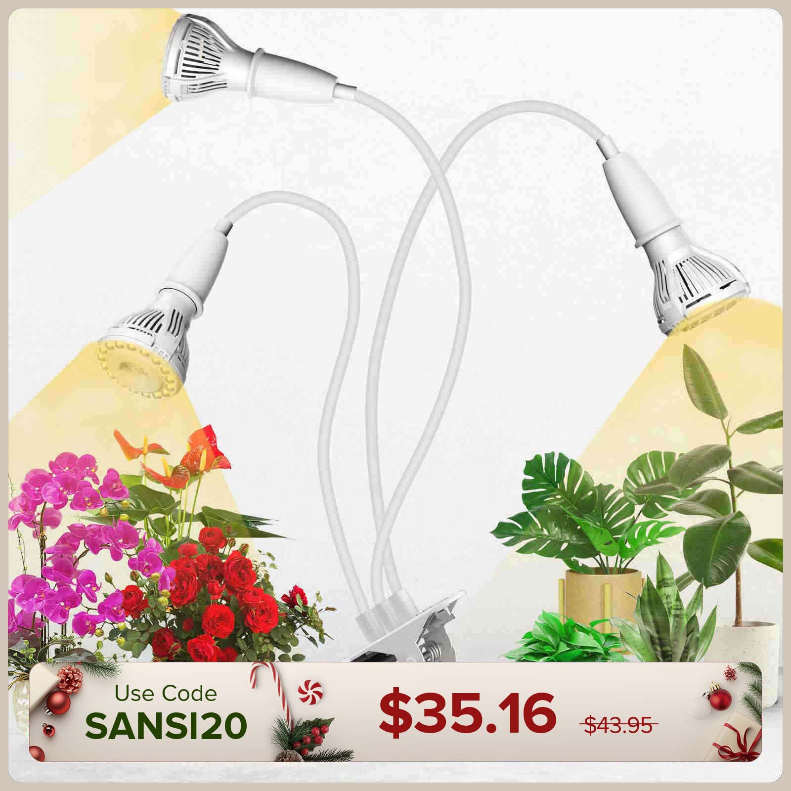 30W Adjustable 3-Head Clip-on LED Grow Light (US/CA ONLY)