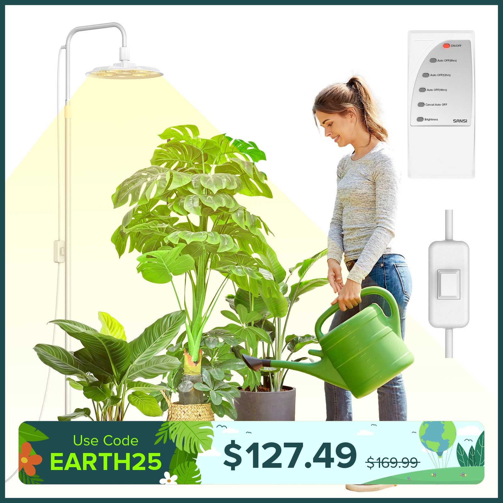 SANSI Hohes, stehendes Pflanzenlicht mit Fernbedienung (NUR USA)