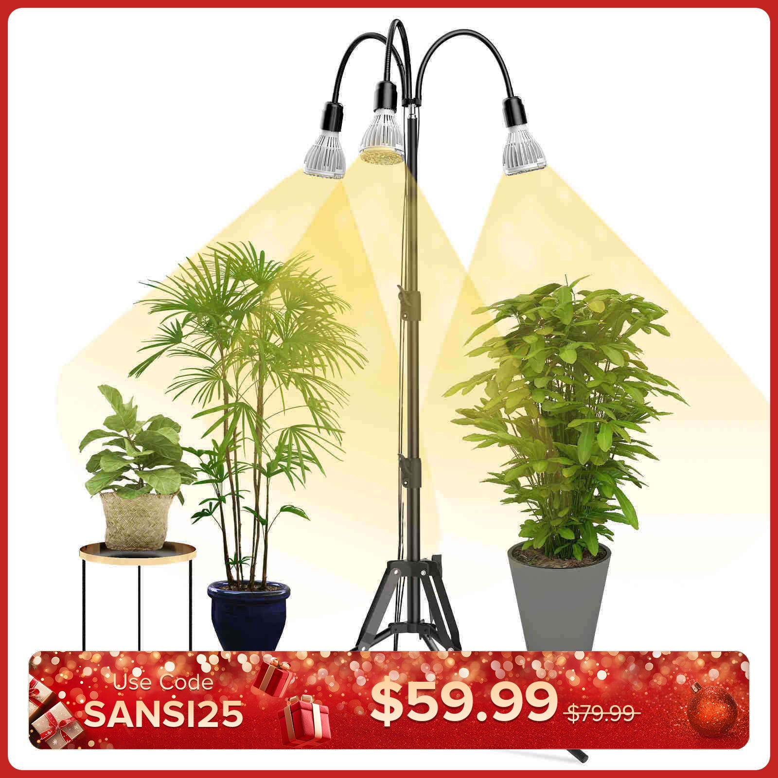 96 W/128 W Pflanzenlampe mit verstellbarem Stativständer (NUR USA)