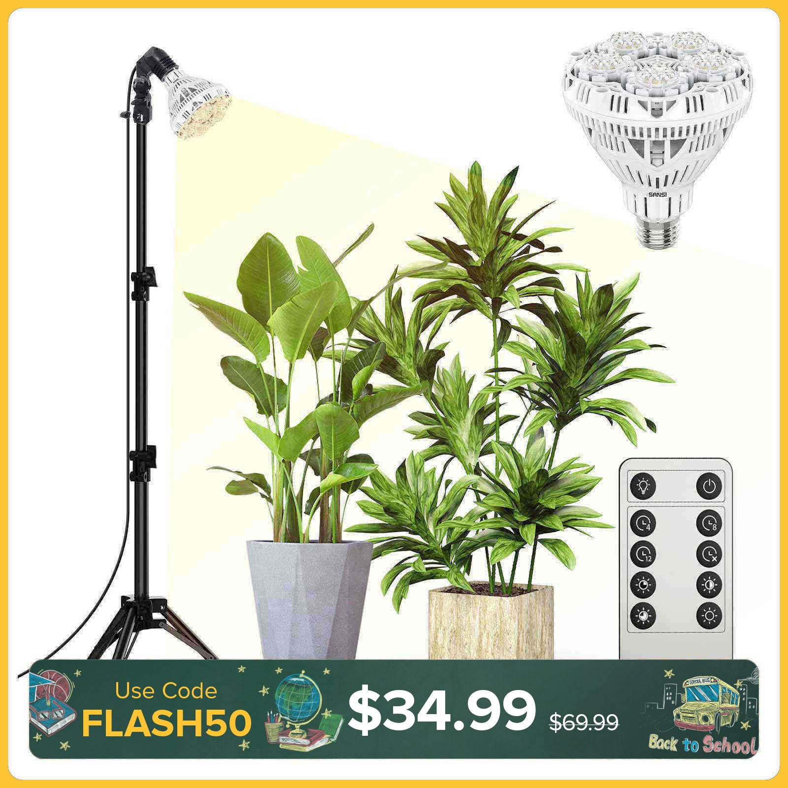 BR30 30W Verstellbare Stativ-Pflanzenlampe mit Fernbedienung (NUR USA/Kanada)