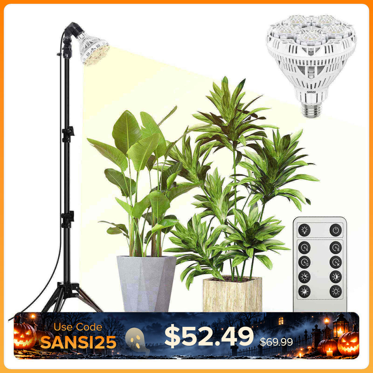 BR30 30W Verstellbare Stativ-Pflanzenlampe mit Fernbedienung (NUR USA/Kanada)