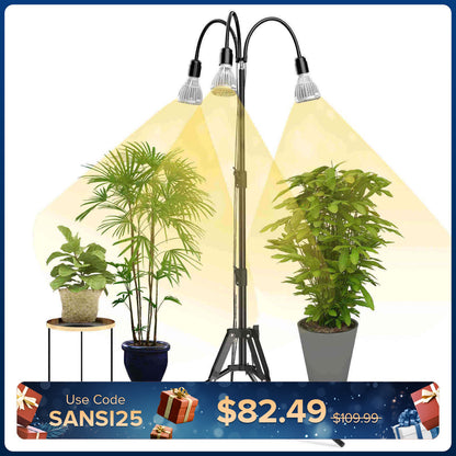 SANSI Upgraded 90W Multi-head Grow Light with Adjustable Tripod Stand