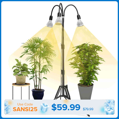 SANSI Upgraded 90W Multi-head Grow Light with Adjustable Tripod Stand