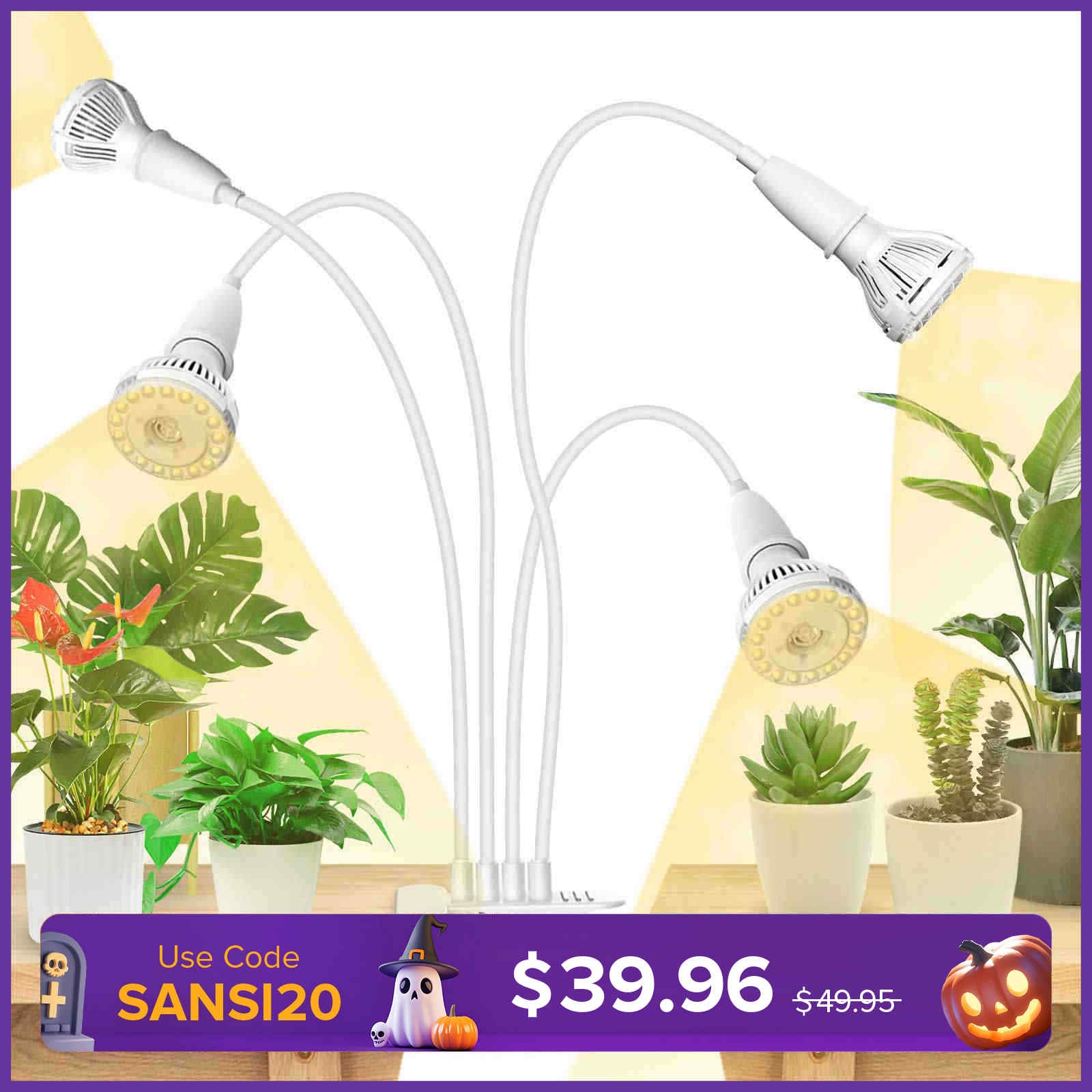 40 W verstellbares 4-Kopf-Clip-on-LED-Wachstumslicht (NUR USA/KANADA) 