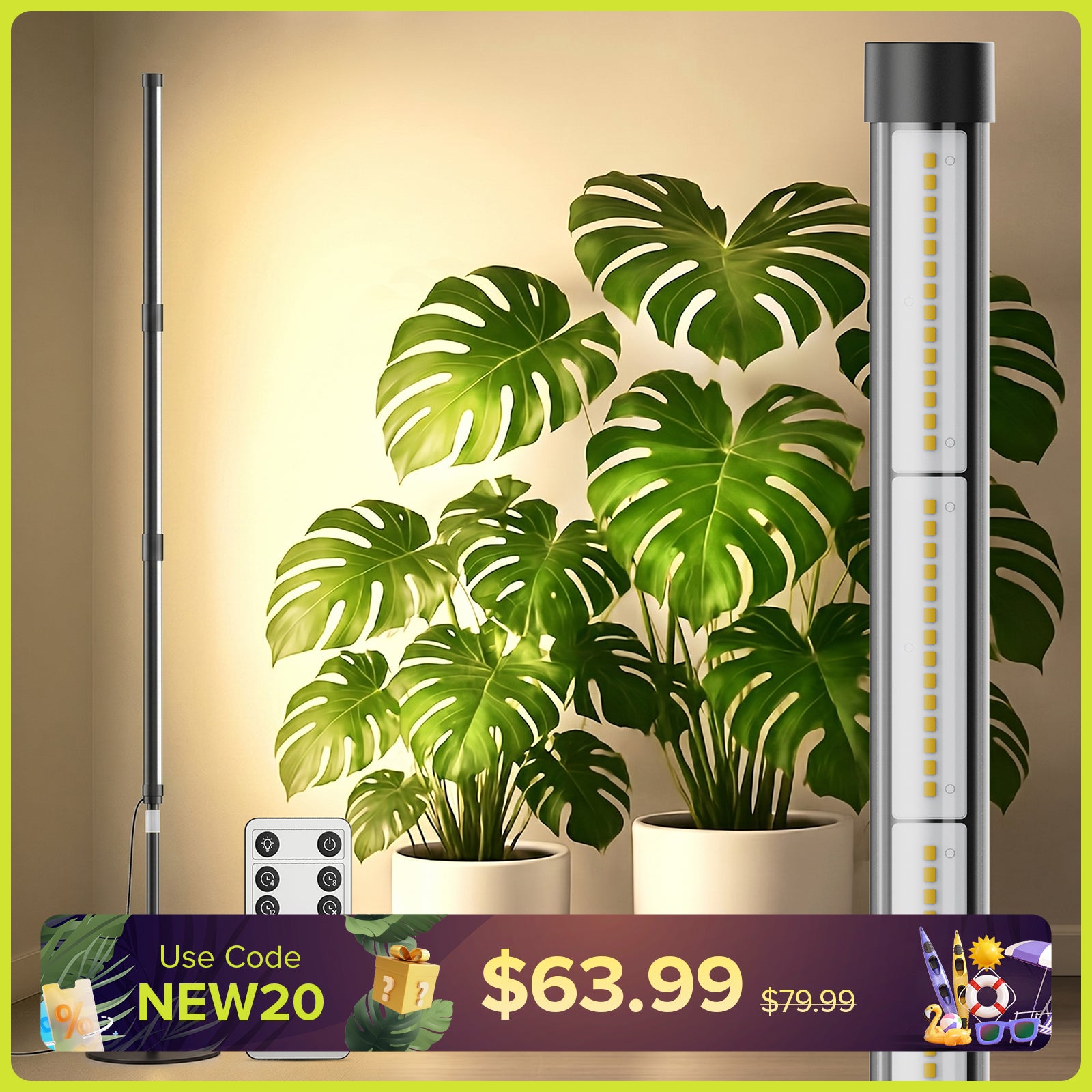SANSI T10 Pro 55W LED Standing Grow Light (US/EU ONLY)